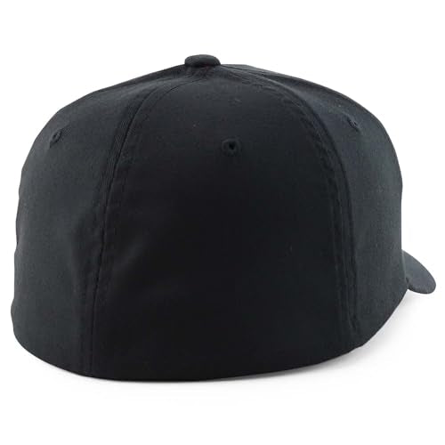 Armycrew 6 Panel Structured Stretch Fitted Baseball Cap from SM to 3XL - color: Black, size: Large-X-Large