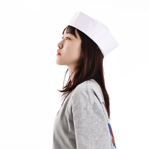 SUMERSHA 2pcs White Sailor Hat for Women Men Navy Captain Hat Yacht Hat Halloween Costume Sailor Cap for Dressing Up Party