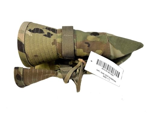 Military Boonie Hat, Tactical O.C.P. Multicam Camo Pattern, Wide Brim with Chin Strap, Made in The USA - size: 7 1/4