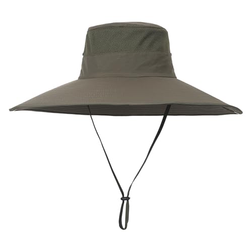 HUAMULAN Men Women 6" Wide Brim Sun Protection Hat Summer Fishing Hats - color: B6-004-green