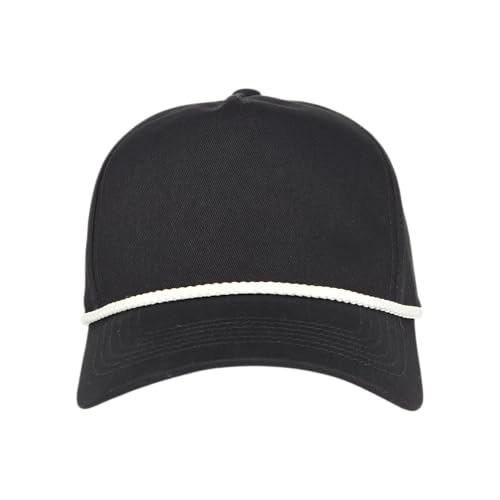 E BY ELIDAN A-Frame Trucker Hat, 5-Panel Blank Snapback - color: Black + White Rope