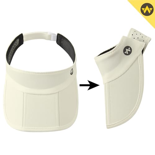 WANDER Sports Sun Visor Hat Mesh Foldable Brim for Men Women Running - color: Beige