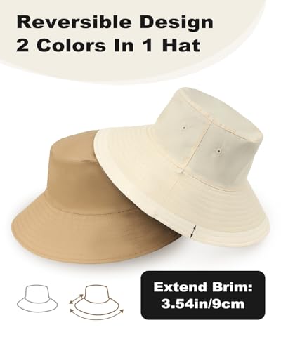 Zylioo XXL Bucket Hat for Big Heads, Reversible Fishing Sun Hat - color: Black-black, size: XX-Large-3X-Large