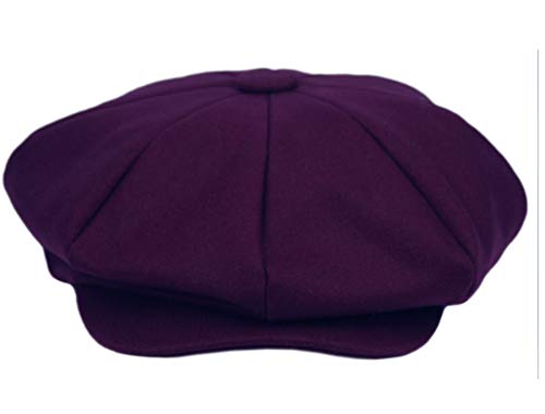 EPOCH Men's Newsboy Cap 8 Panel Wool Blend Gatsby Hat Vintage Big Apple Flat Cap Classic Driving Hat - color: Purple