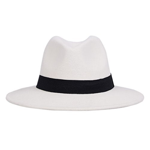 Daesan Gangster Hat For Men Women Wide Brim Fedora Hats Roaring 20s Costume - color: A1-white