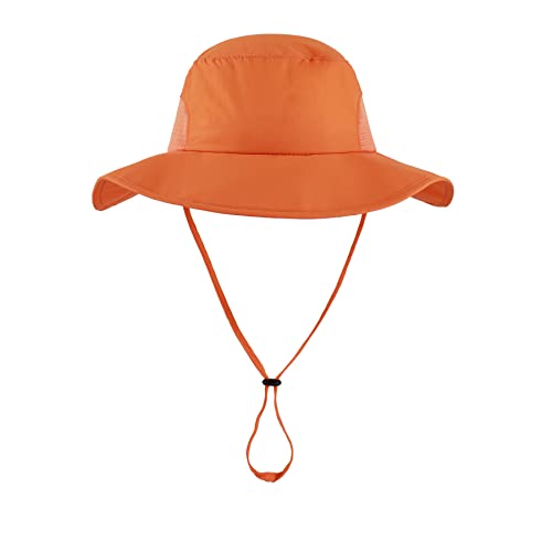 Home Prefer Outdoor UPF50+ Mens Sun Hat with Neck Flap Womens UV Protection Hat Wide Brim Safari Fishing Hiking Gardening Hat - color: Orange