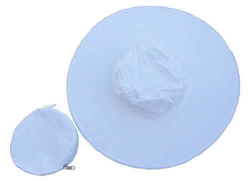 Women's Foldable Cotton Sun Hat, 18 in Diameter Brim, White