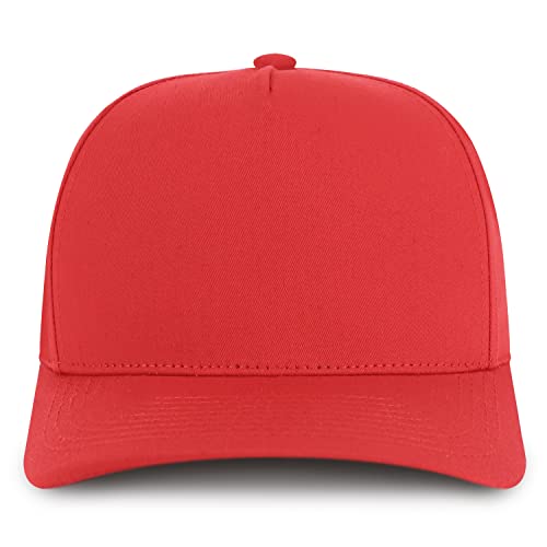 Trendy Apparel Shop Premium High Crown Cotton 5 Panel Pro Style Cap - color: Red