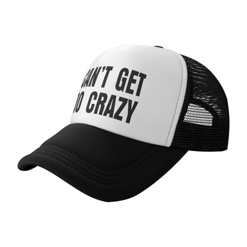 Funny Trucker Hats for Women Country Women's Trucker Hats Breathable Mesh Summer Caps Adjustable Pink Hats - color: I Can’t Get Too Crazy-black