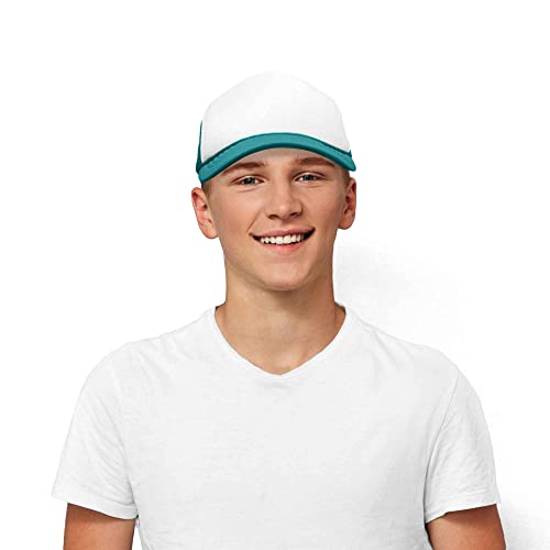 DALIX Two Tone Blank Trucker Hats Caps (2 for 1) - color: Hot Pink/Teal