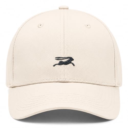 Wishper Studio Embroidered Baseball Cap for Women Men, Cotton Hat with Adjustable Velcro, Minimalist Animal Embroidery - color: Beige Rabbit