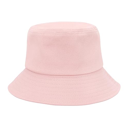 Kids Bucket Sun Hat for Boys Girls, UPF 50+ Packable Wide Brim Beach Cap - color: Pink