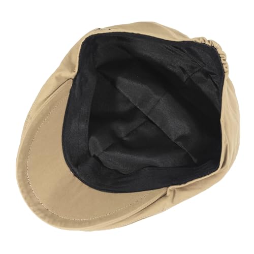 ZLYC Men Cotton Flat Cap Summer Scally Newsboy Beret Driver Hat - color: Solid Beige