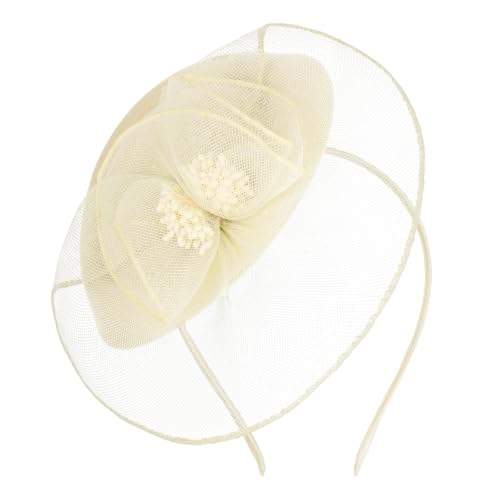 Fascinator Hat for Women Tea Party Pillbox Hats for Cocktail Dresses - color: Ivory