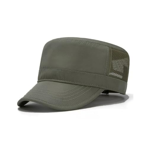 FASHIXD Mesh Military Hat for Men Summer Army Cap Quick Qry Short Bill Hat Cadet Cap - color: Dark Green