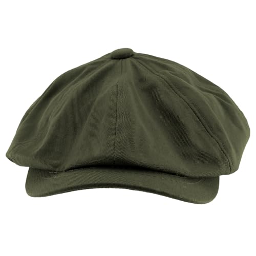 Trendy Apparel Shop XXL Oversized Cotton Newsboy Cap Hat - color: Olive