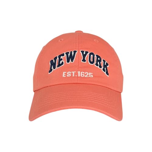 E BY ELIDAN NY Dad Hat, New York EST.1625 Cotton Baseball Cap Women & Men - color: Coral