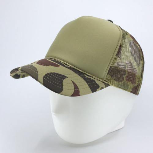 The Vintage Year High Crown Foam Mesh Camouflage Trucker Hat Baseball Cap - color: Kly/Lt.lod/Kly