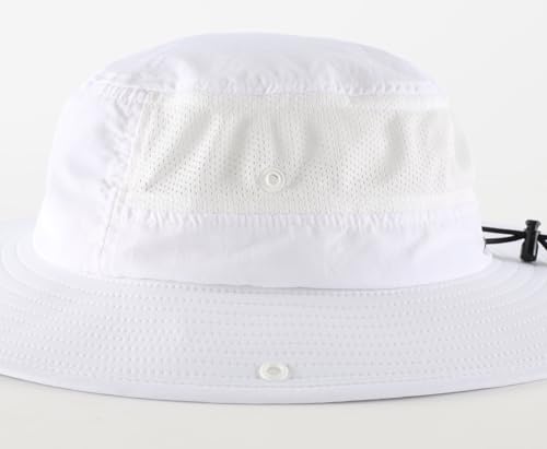 Home Prefer UPF50+ Mens Sun Hat Wide Brim Womens UV Protection Beach Bucket Hat for Fishing Hiking Snap Up Cowboy Hat - color: White