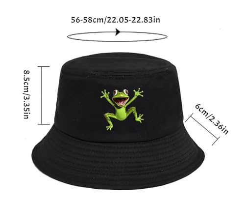 Bucket Hat Beach Sun Hat Fishing Hat for Women Men, Summer Outdoor Travel Packable Fisherman Hat - color: Frog