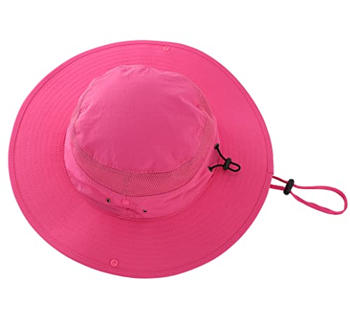 Connectyle UPF 50+ Wide Brim Sun Hat for Men Breathable Cowboy Boonie Hats Outdoor Bucket Hat for Fishing Hiking Safari - color: Rose Red