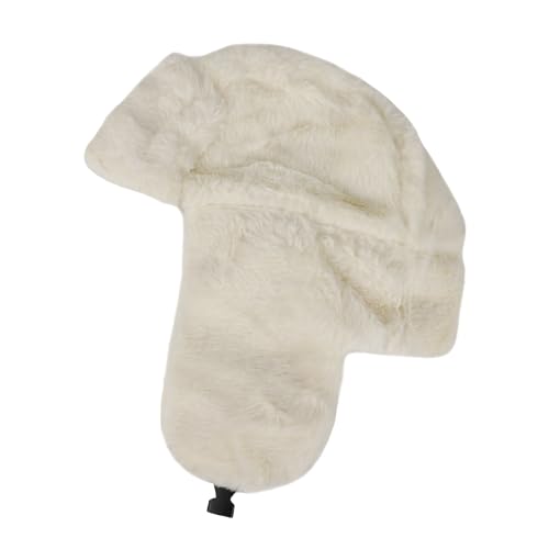 Womens Faux Fur Fuzzy Trapper Hat Winter Ear Flap Trooper Aviator Hat - color: White