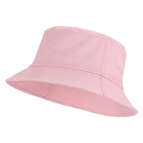 Unisex Cotton Packable Bucket Hat Sun Hat Plain Colors for Men Women - color: Pink