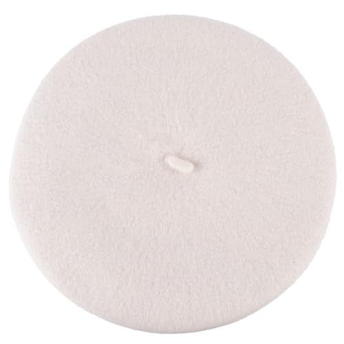 ZAKIRA Wool French Beret for Men & Women, Plain - color: Off-white