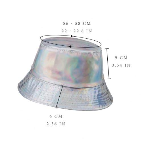 Unisex Black Bucket Hat Waterproof Rain Hat Reversible Shiny Rave Bucket Hat for Concert Festival - color: B3: Silver