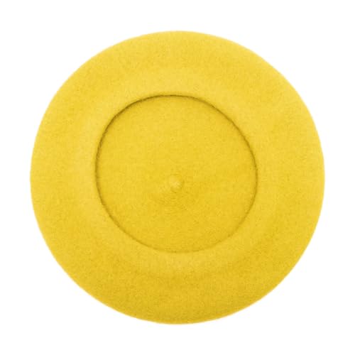 ZLYC Wool French Beret Hat Solid Color Classic Artist Cap for Women - color: Basic Yellow