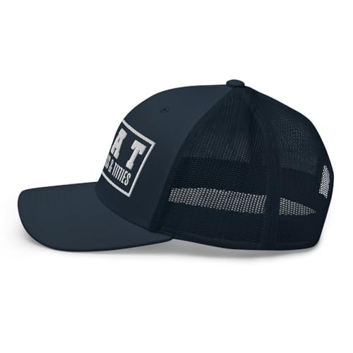 NG Boat Bring Out Ass and Titties Curved Bill Trucker Hat Mid Crown Adjustable Funny Adult Humor Cap - color: Navy