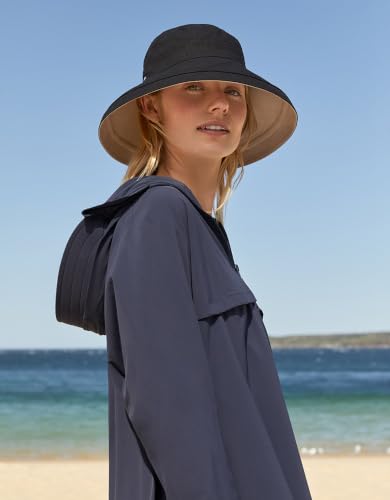 Solbari Women's Holiday Sun Hat UPF 50+ - color: Black/Beige, size: Small-Medium