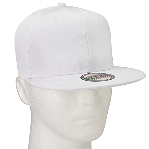 Classic Snapback Hat Cap Hip Hop Style Flat Bill Blank Solid Color Adjustable Size - color: 1pc White