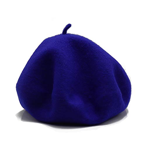 Wheebo Wool Beret Hat,Solid Color French Style Winter Warm Cap for Women Girls Lady - color: Sapphire Blue