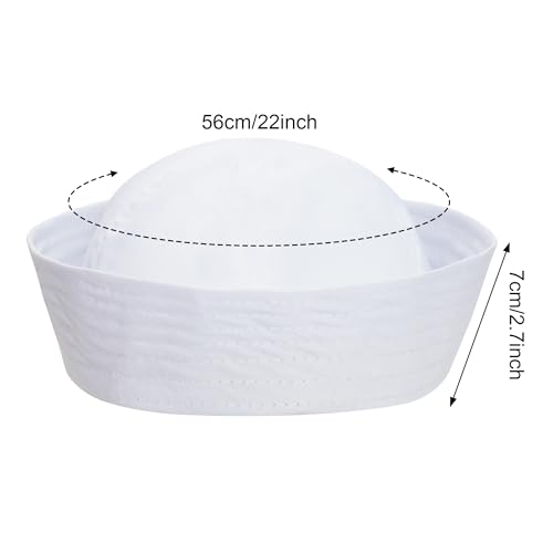 SUMERSHA White Sailor Hat Navy Captain Yacht Hat Halloween Costume Sailor Cap for Women Men Dressing Up Party - size: Circumference 22 inch