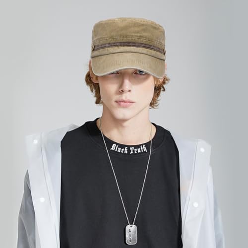 Unisex Cadet Army Cap Adjustable Flat Top Cap Washed Cotton Military Hat Baseball Cap - color: Beige 2