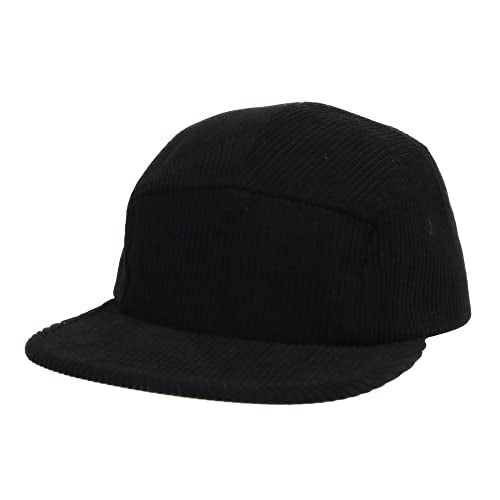 5 Panel Camper Hat | Multi-Color Unique Designs | Caps for Men & Women | Large or X-Large - color: Black Corduroy, size: 7 1/4-7 3/8