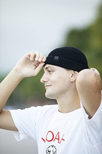 2 Pack Fisherman Beanie Hats for Men Women,Knit Trawler Skull Cap,Watch Cap,Spring Fall Winter Warm Short Hats - color: (Cotton) 2pcs:black+mustard(m)