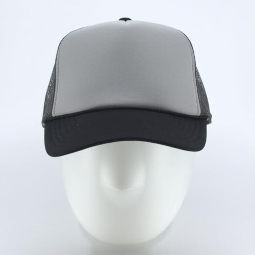 The Vintage Year High Crown Foam Mesh Camouflage Trucker Hat Baseball Cap - color: Black/Gray/Charcoal Gray