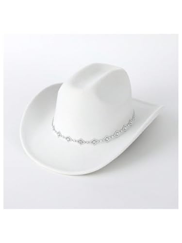 Verdusa Women's Western Cowboy Hat Rhinestone Wide Brim 2026 Cowgirl Hat - color: Solid White