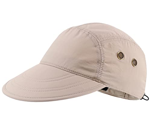 Connectyle Mens Foldable UV Protection Sun Hat with Removable Neck Flap Outdoor Adventure Sun Cap for Fishing Hiking Safari - color: Khaki