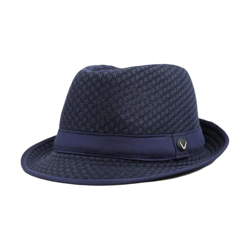 The Hat Depot Light Weight Classic Soft Cool Mesh Crushable Fedora hat - color: Navy, size: Large-X-Large