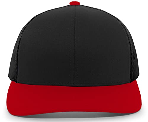 Pacific Headwear Snapback Trucker: Stylish Unisex Cap for All-Day Comfort - color: Black/Red, size: One Size