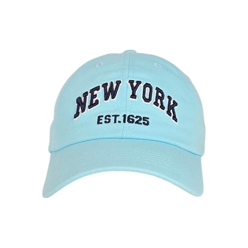 E BY ELIDAN NY Dad Hat, New York EST.1625 Cotton Baseball Cap Women & Men - color: Aqua