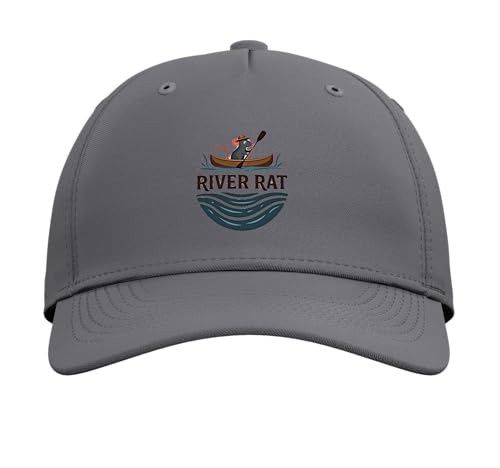 River Rat Camper Adventure Outdoor Canoe Emblem Adjustable Baseball Hat - color: Slate Grey