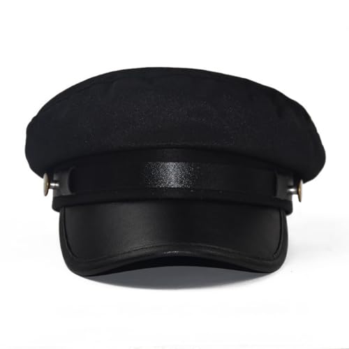 Womens Chauffeur Hat Vintage Newsboy Cap Classic Captain Sailor Hats Taxi Driver Hat Visor Beret Cap Black