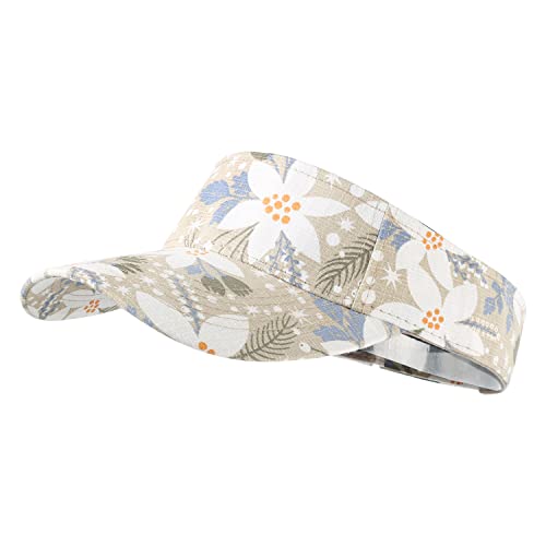 HH HOFNEN Sports Sun Visor Hats Cotton Adjustable Golf Caps for Men Women - color: #1d Flower Khaki