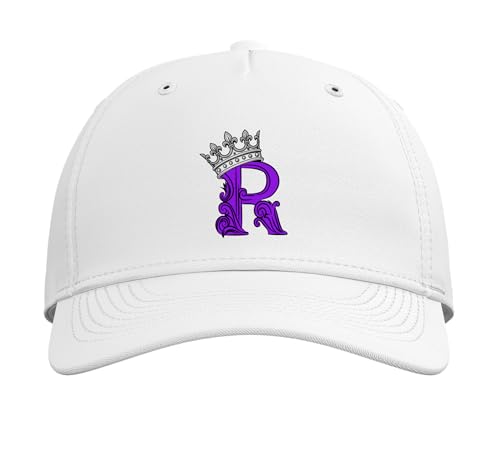Purple Color Letter R Initial + Crown Purple Graphic Adjustable Baseball Hat - color: White