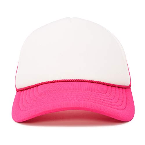 DALIX Two Tone Blank Trucker Hats Caps (2 for 1) - color: Hot Pink/White