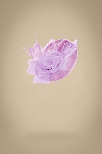 BABEYOND Fascinators Hats for Women Tea Party Mesh Flower Pillbox Derby Hat - color: Lavender